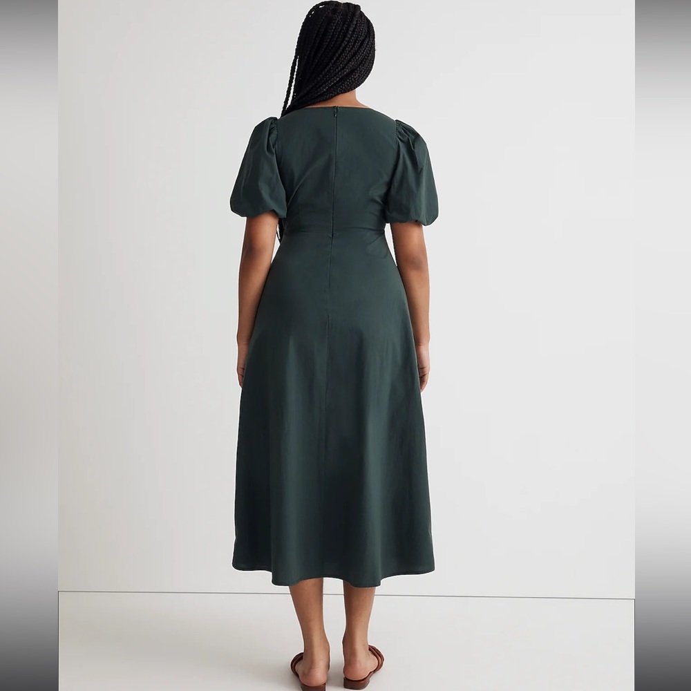 Madewell Poplin Cut-Out Puff Sleeve Midi Dress - Picture 4 of 6